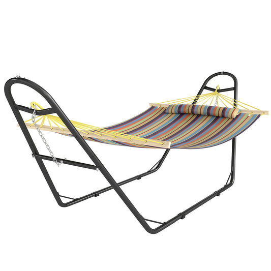 Heavy Duty Camping Hammock With Stand, Detachable Pillow, 264 lbs Capacity, Multicolor Hammocks with Stand Multicolor, Black at Gallery Canada