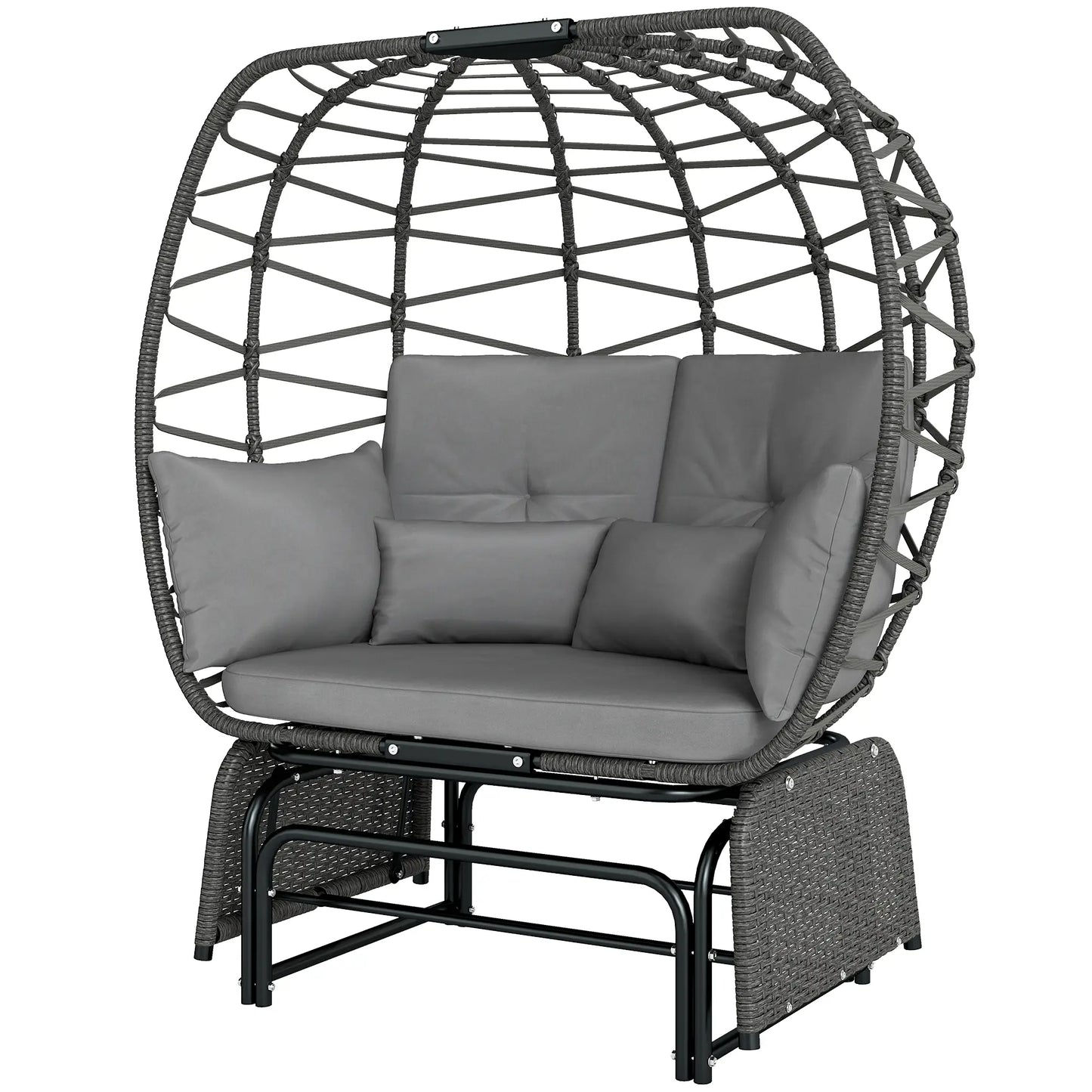 Double Outdoor Glider Egg Chair, With Cushions And Pillows, Dark Grey Outdoor Rocking Chairs Grey, Dark Grey, Black at Gallery Canada