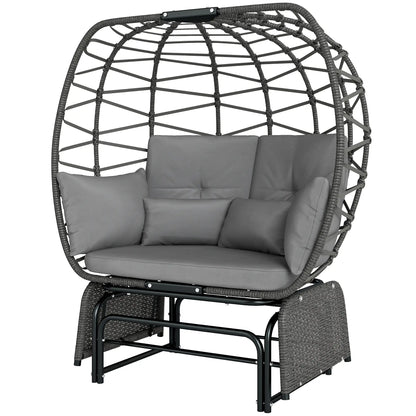 Double Outdoor Glider Egg Chair, With Cushions And Pillows, Dark Grey Outdoor Rocking Chairs Grey, Dark Grey, Black at Gallery Canada