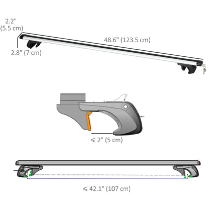 2pc Roof Rack, Aluminum Cross Bars, Adjustable, 49", Silver Automotive at Gallery Canada