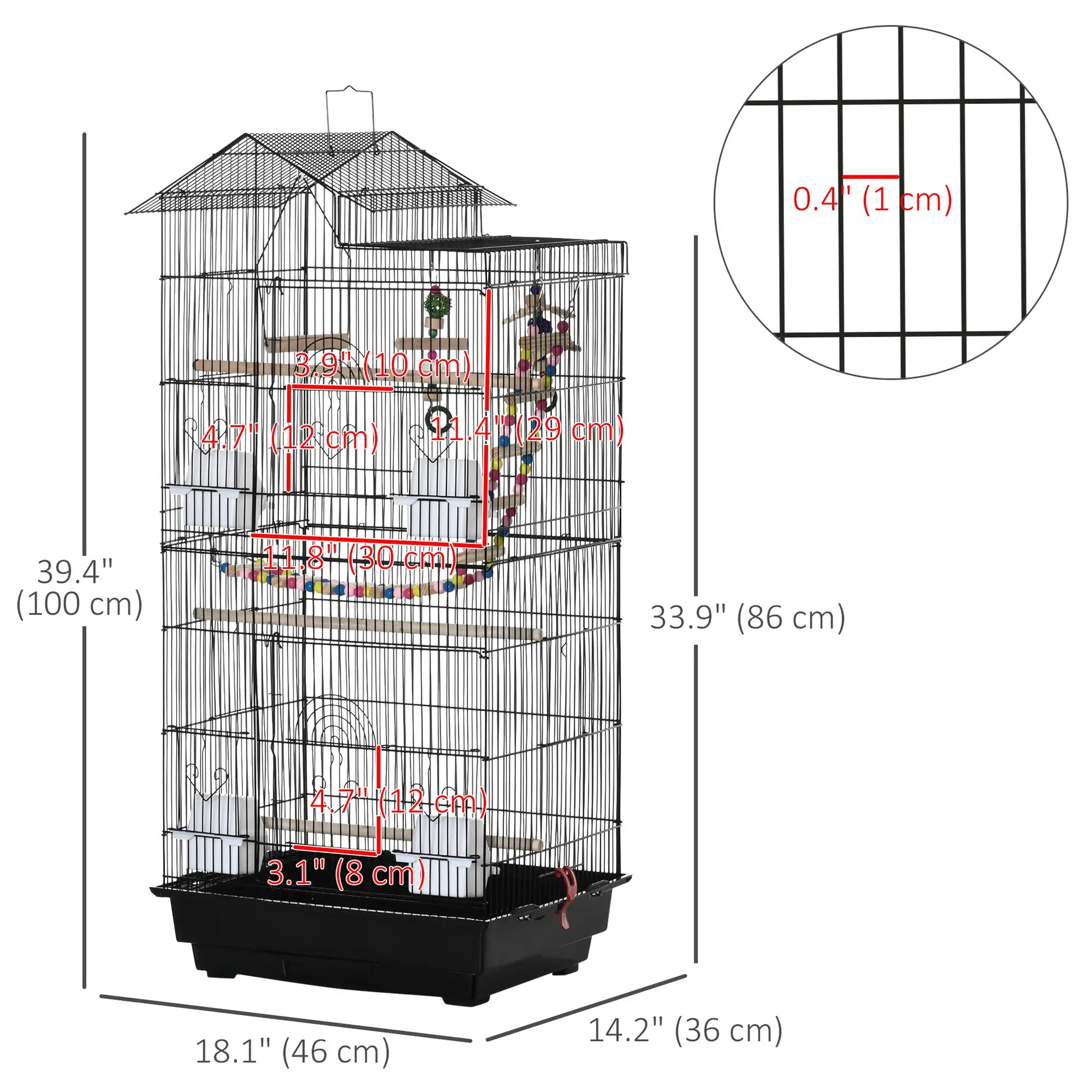 39" Bird Cage for Small Birds, with Ladder, Swing, Toys, Perches Bird Cages at Gallery Canada