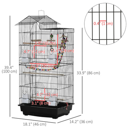 39" Bird Cage for Small Birds, with Ladder, Swing, Toys, Perches Bird Cages at Gallery Canada