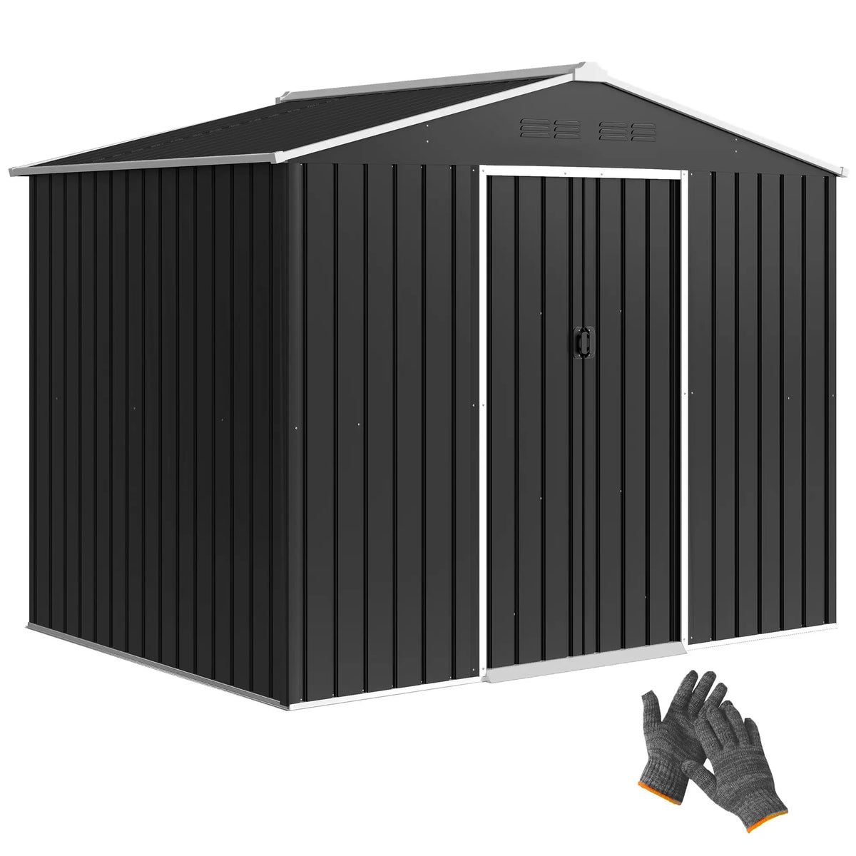 Abri de jardin en métal 8 x 6 pieds, gris foncé