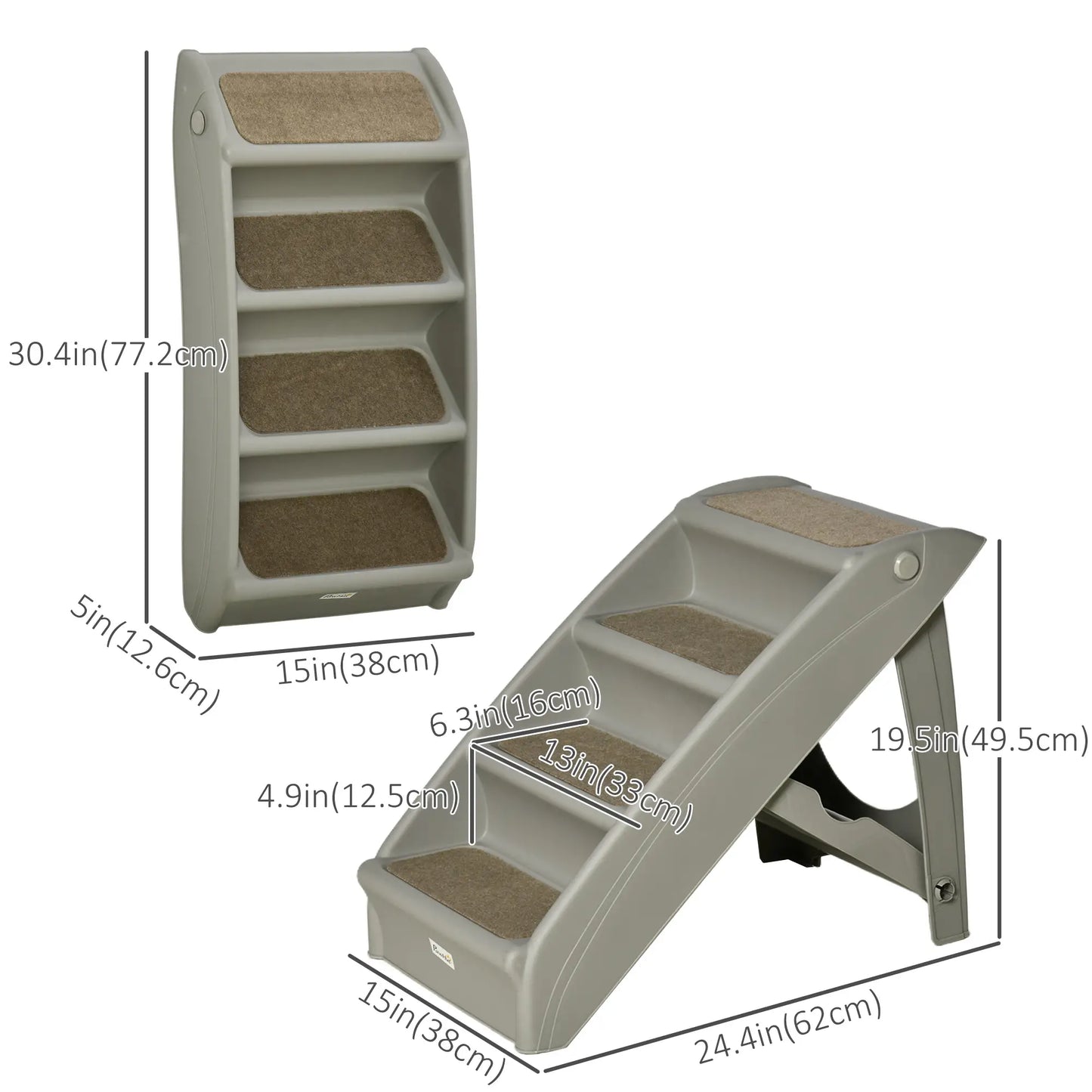 4-Level Portable Dog Stairs, Foldable Steps for Small Dogs, Lightweight, Grey Dog Stairs at Gallery Canada