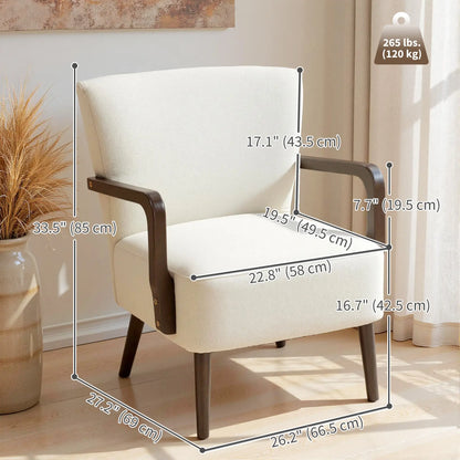 Accent Chair, Wooden Legs, Linen Fabric, Thick Padding, Cream White Accent Chairs at Gallery Canada