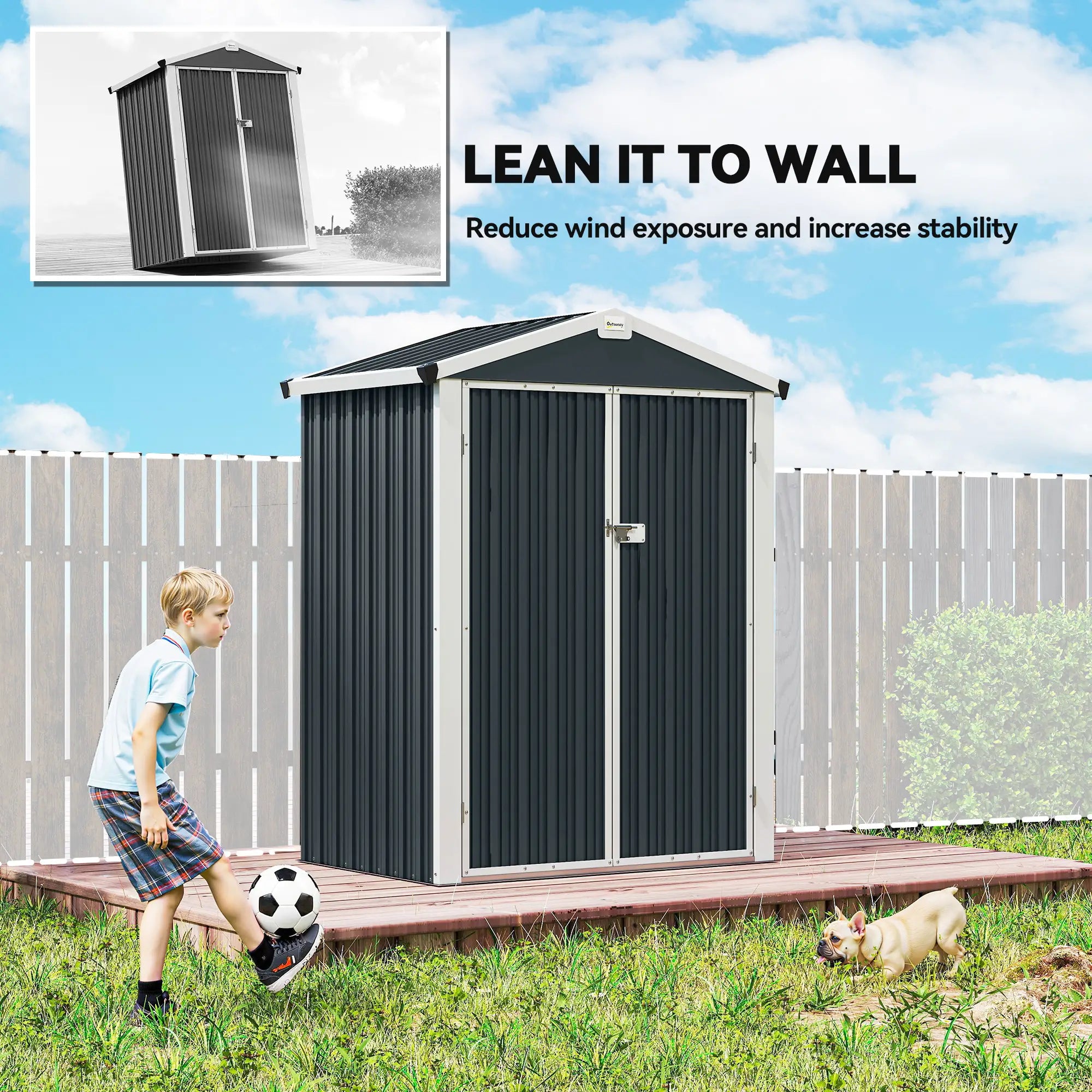 4.4' x 3' Metal Garden Shed, Outdoor Storage With Double Doors Sheds at Gallery Canada