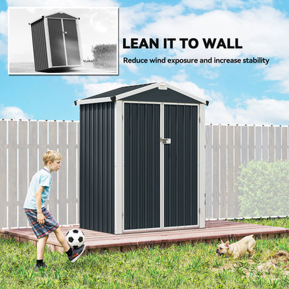 4.4' x 3' Metal Garden Shed, Outdoor Storage With Double Doors Sheds at Gallery Canada
