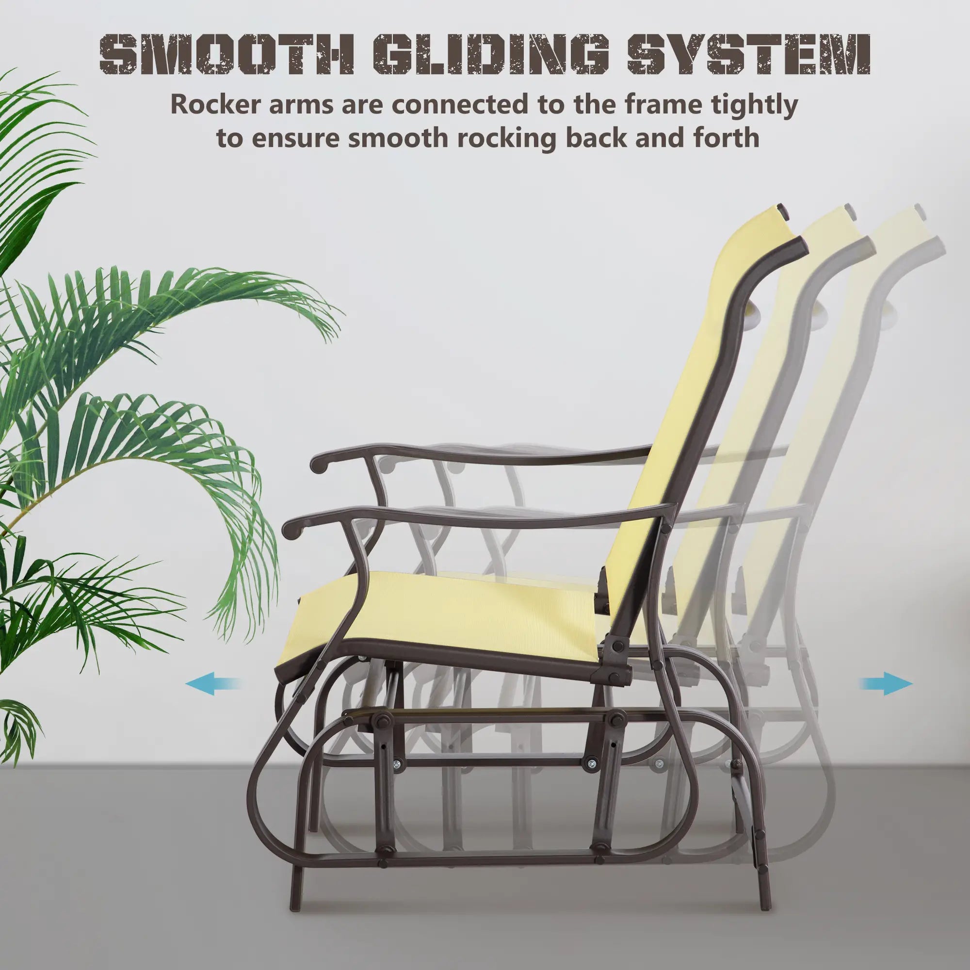 Outdoor Glider Chair, Steel Frame Mesh Fabric, Beige Outdoor Gliders at Gallery Canada