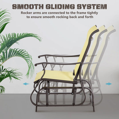 Outdoor Glider Chair, Steel Frame Mesh Fabric, Beige Outdoor Gliders at Gallery Canada