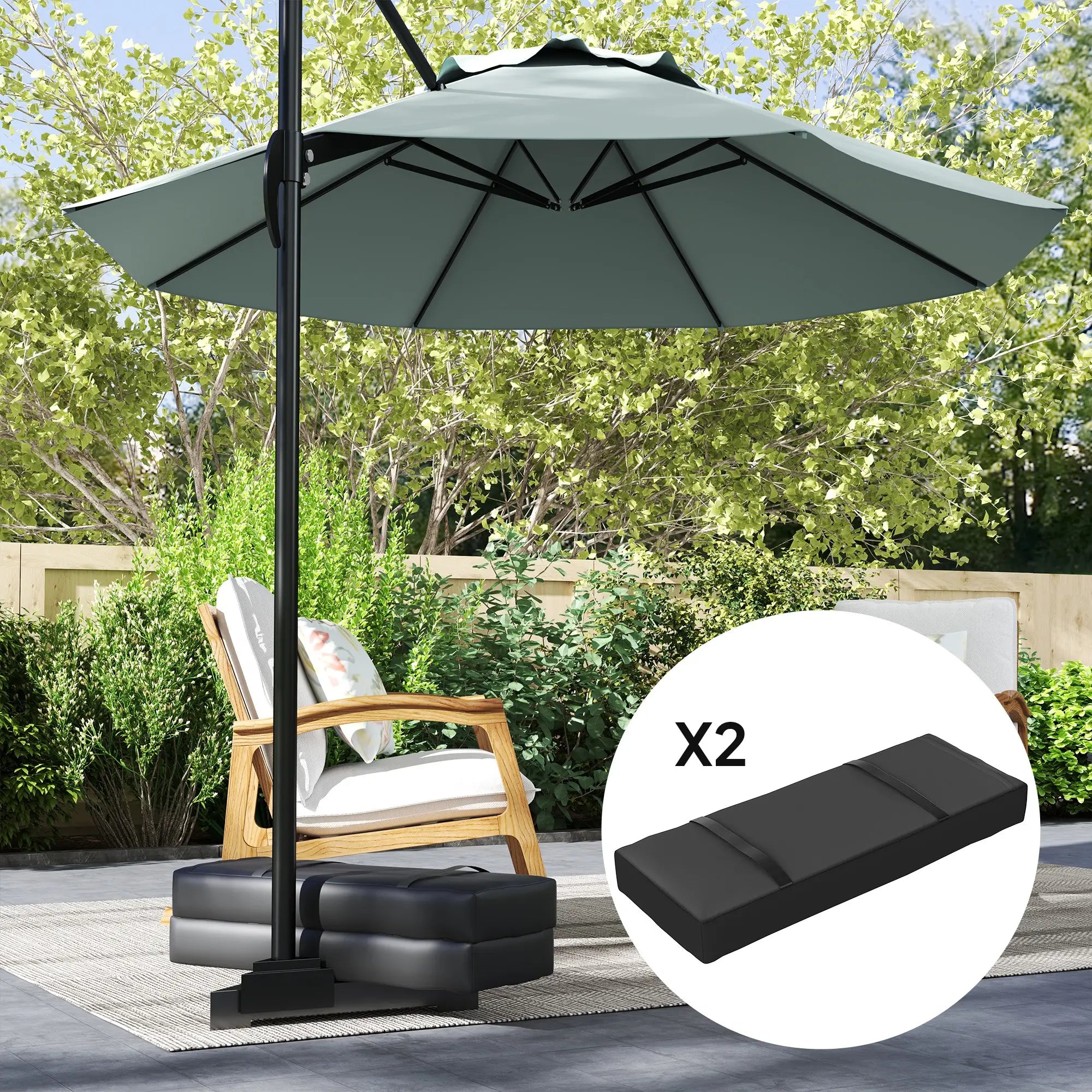 2PCS Patio Umbrella Base Weight Bag, 55 lbs, Black Umbrella Bases at Gallery Canada