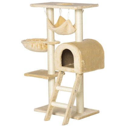 39" Deluxe Cat Tree Tower, Scratching Post, Kitten Condo, Deep Cream Cat Towers Deep Beige at Gallery Canada