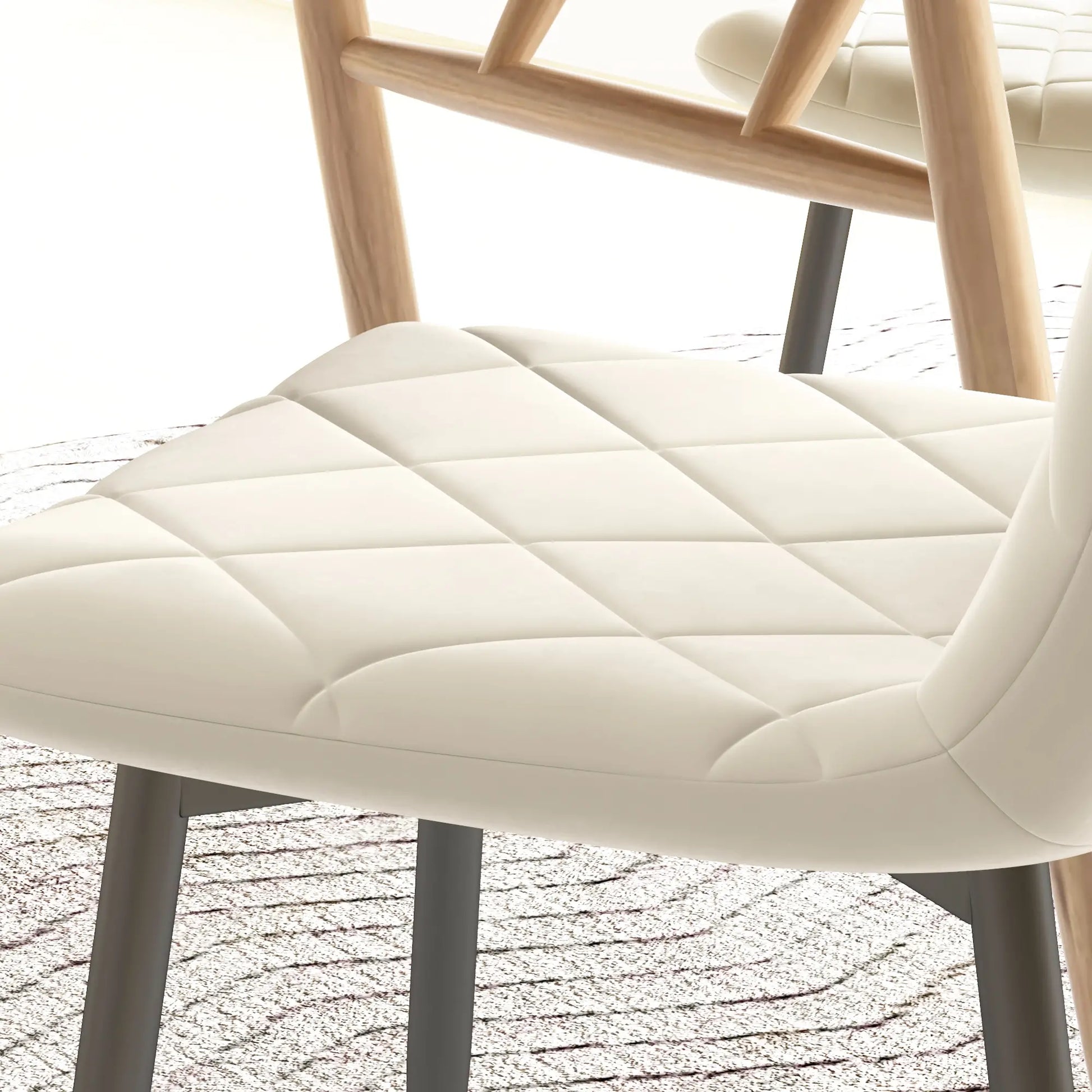 Upholstered Dining Chairs Set of 4, Steel Legs, Cream Bar Stools at Gallery Canada