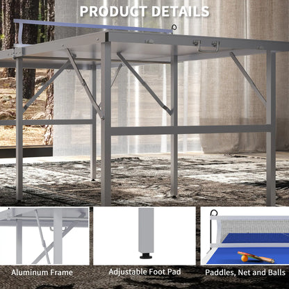 Portable Ping Pong Table Set, Table Tennis w/ Net, 2 Paddles, 3 Balls, Blue Game Tables at Gallery Canada