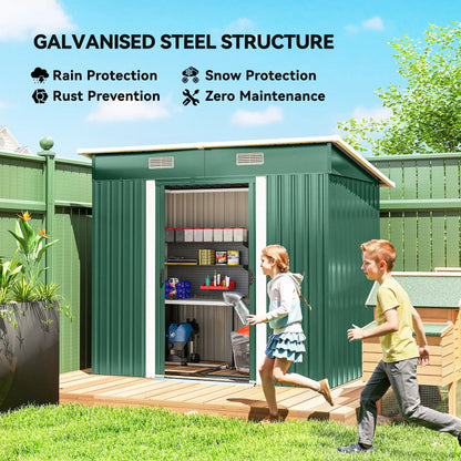 7'x 4' Metal Patio Storage Shed, Garden Tool Utility Unit, Green Sheds at Gallery Canada