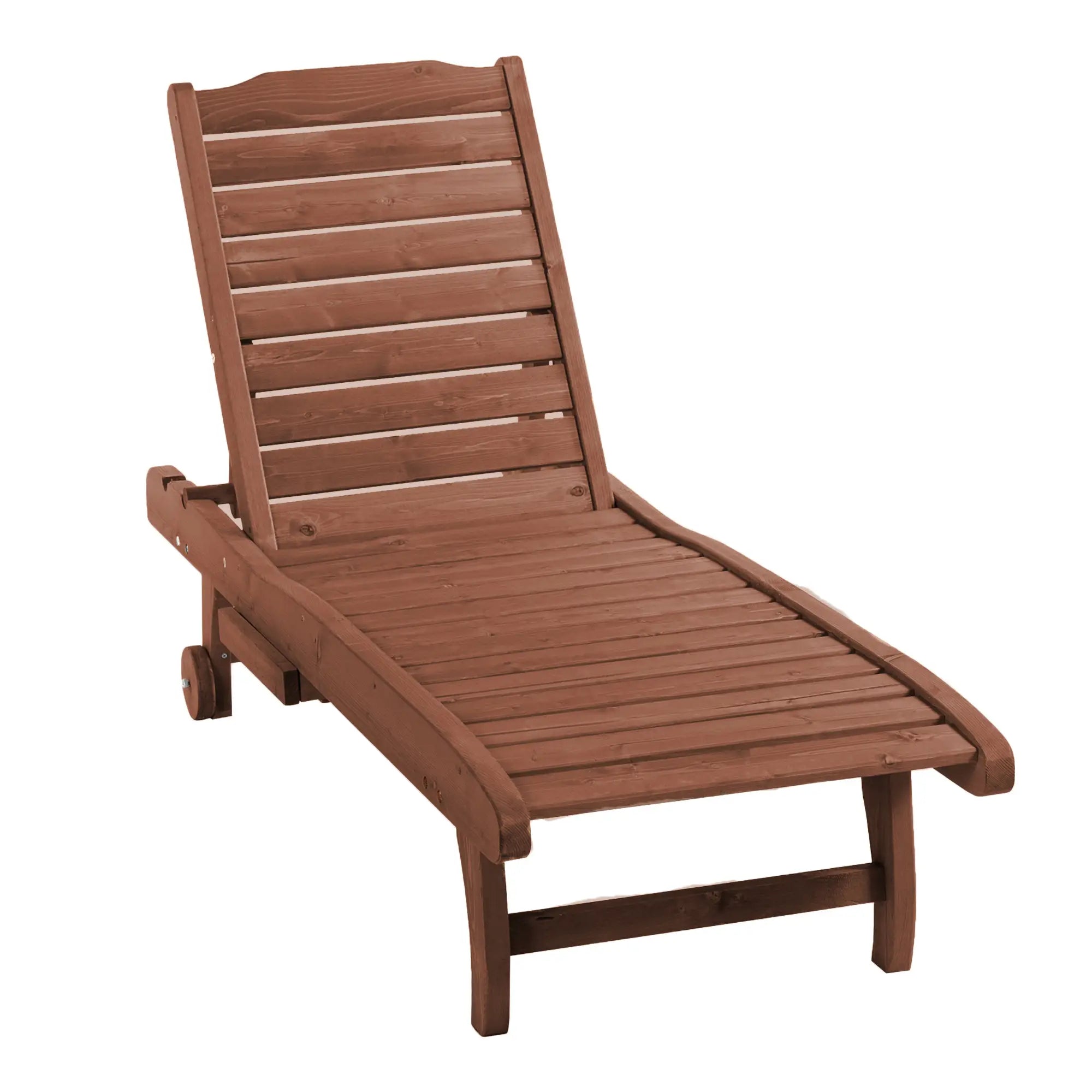 Wooden Outdoor Lounge Chair, Adjustable Patio Chaise Recliner, Brown Chaise Loungers at Gallery Canada