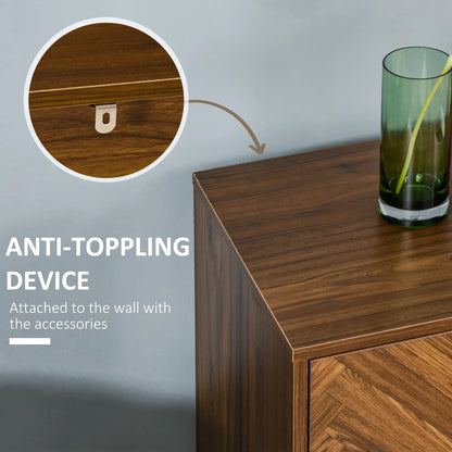 Bedside Table, Nightstand for Bedroom, End Side Table Dresser Storage with 2 Drawers, Walnut Brown Storage Cabinets at Gallery Canada