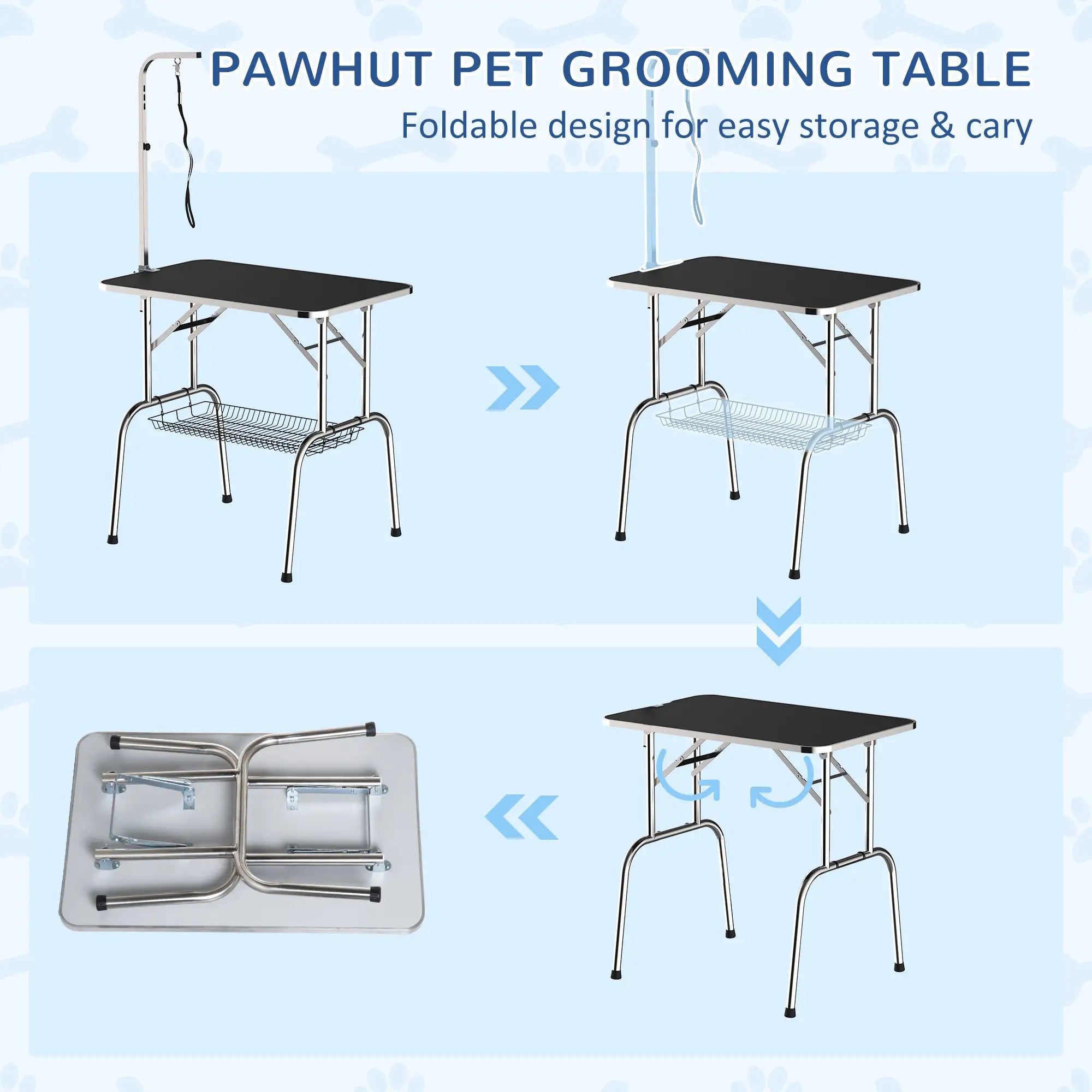 36-Inch Dog Grooming Table, Stainless Steel, Adjustable Arm, Basket Dog Grooming Tables at Gallery Canada