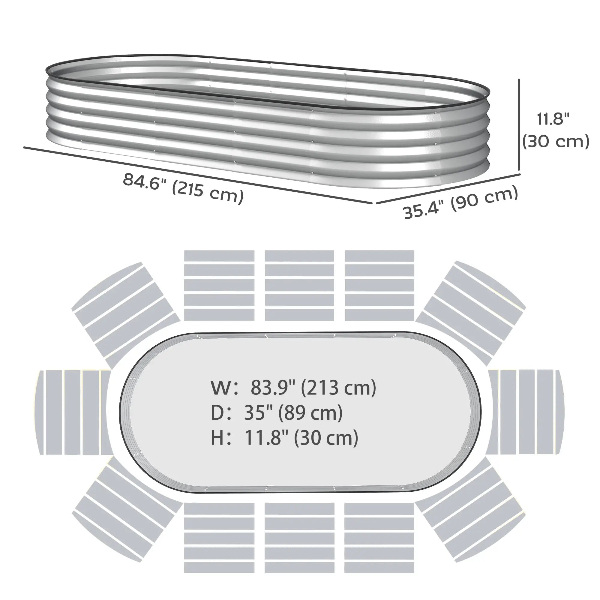 7' x 3' x 1' Galvanized Raised Garden Bed, Outdoor Planter Box, Silver Raised Garden Beds at Gallery Canada