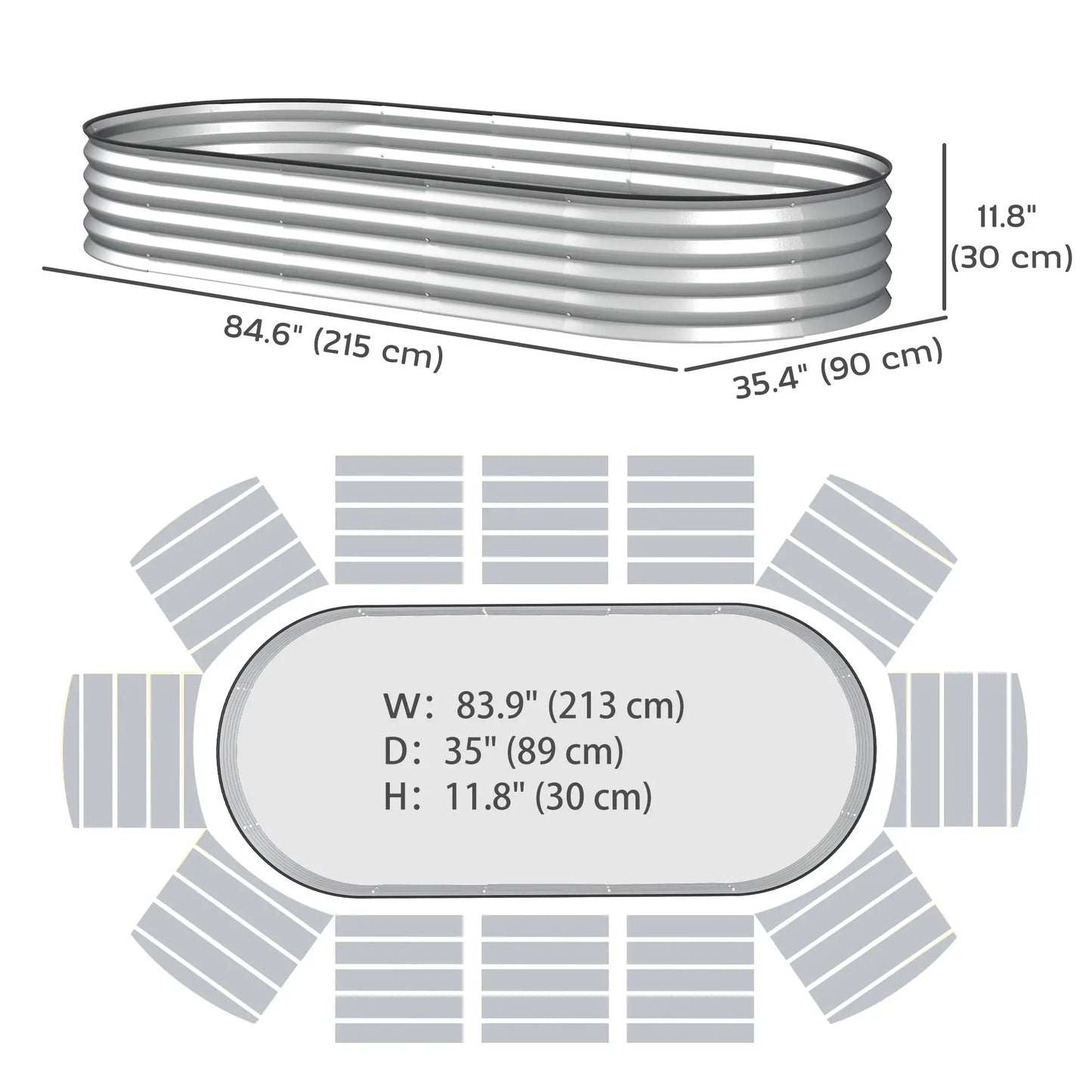 7' x 3' x 1' Galvanized Raised Garden Bed, Outdoor Planter Box, Silver Raised Garden Beds at Gallery Canada