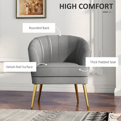 Modern Fabric Armchair, Gold Metal Legs, Living Room, Bedroom, Grey Accent Chairs at Gallery Canada