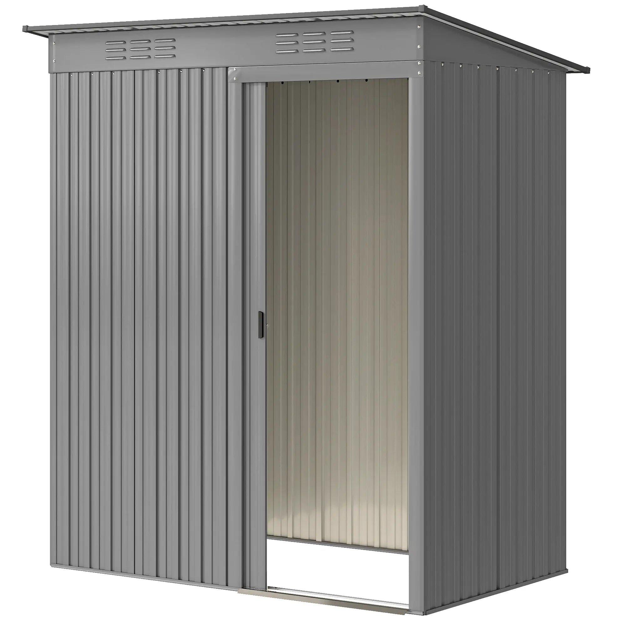 5.2' x 3.5' Metal Garden Shed, Easy Assembly, Light Grey Sheds Light Grey at Gallery Canada