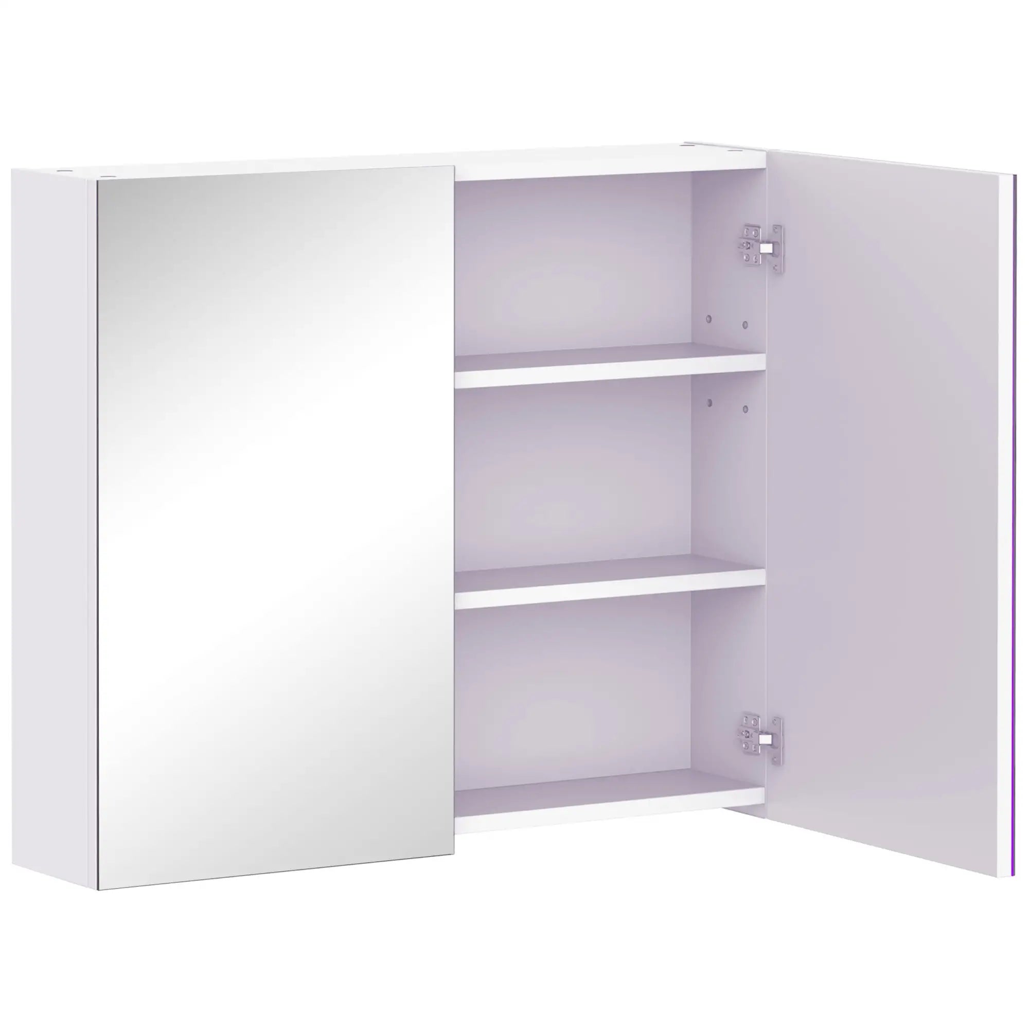 Wall Mount Mirrored Medicine Cabinet, Adjustable Shelf, Double Soft Closing Doors, Light Lilac Mirror Medicine Cabinets at Gallery Canada
