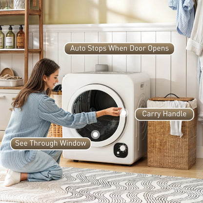 Compact Laundry Dryer, 1300W Portable, Stainless Steel Tub, White Dryer Machines at Gallery Canada