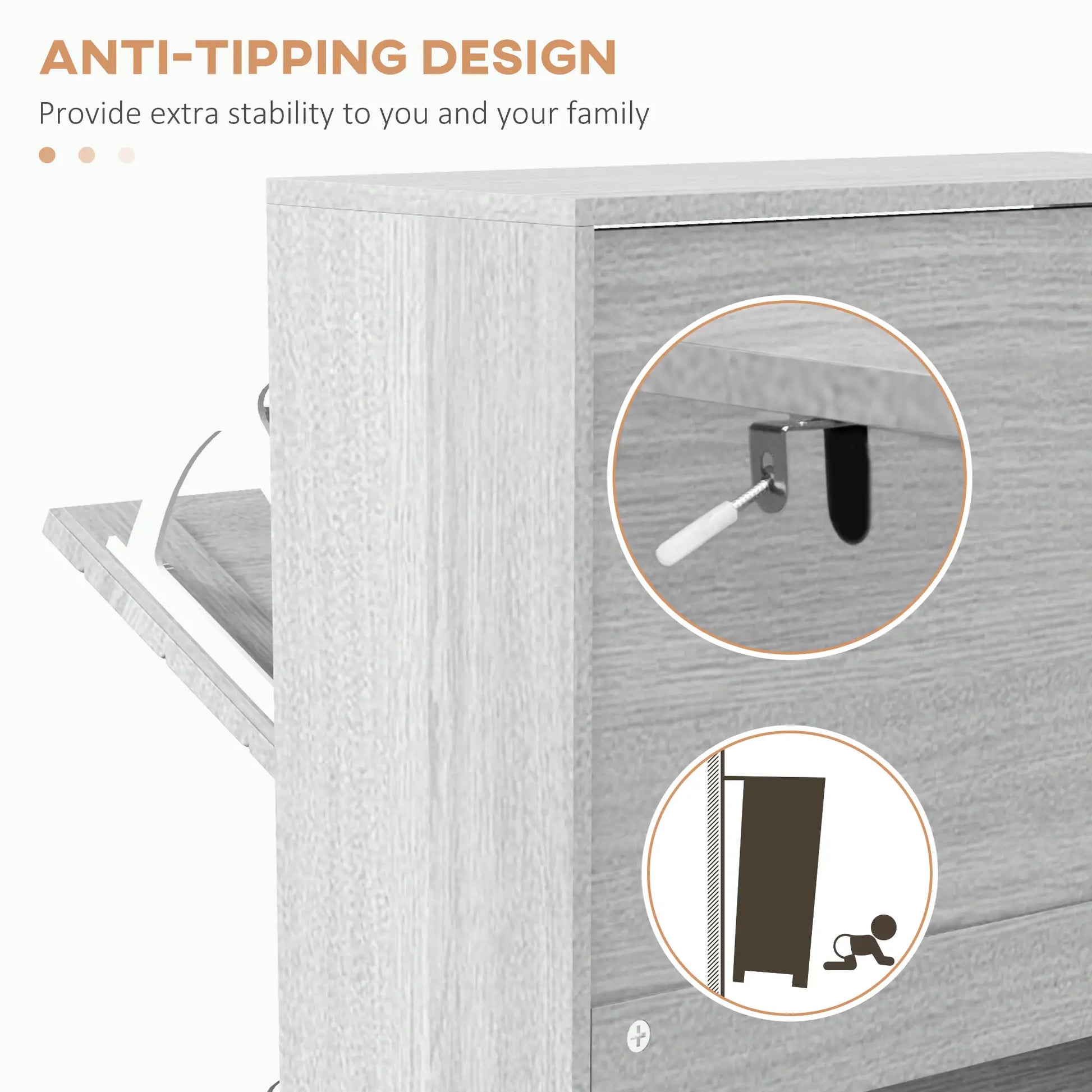 Shoe Storage Cabinet, 3 Flip Drawers, Slim 12 Pair Organizer Shoe Storage Cabinets & Racks at Gallery Canada