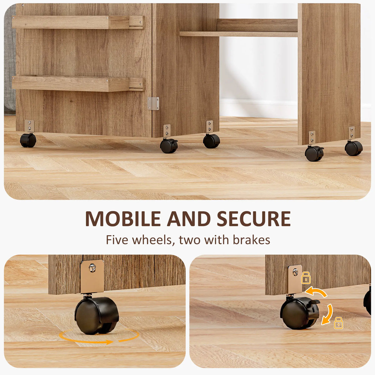 Sewing Machine Cabinet, Folding Table with Storage, Brown Storage Cabinets at Gallery Canada