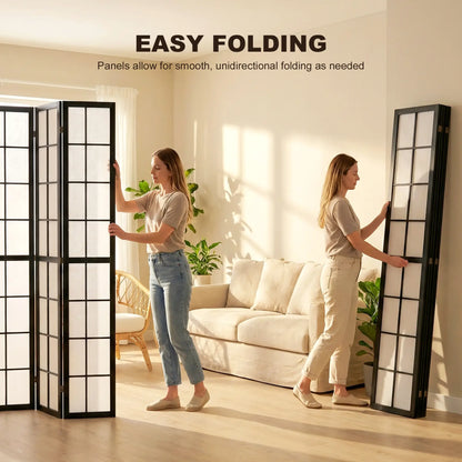 4 Panel Room Divider, 5.6 ft, Folding Wall Partition, Black Room Dividers at Gallery Canada