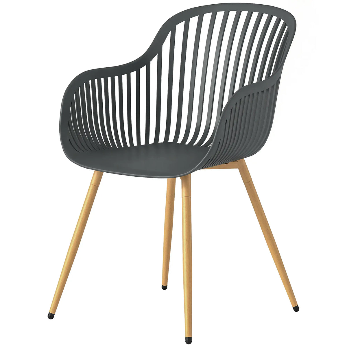Outdoor Dining Chairs Set of 4, Patio Chairs, Slotted Backrest, Grey Patio Chairs Grey, Natural at Gallery Canada