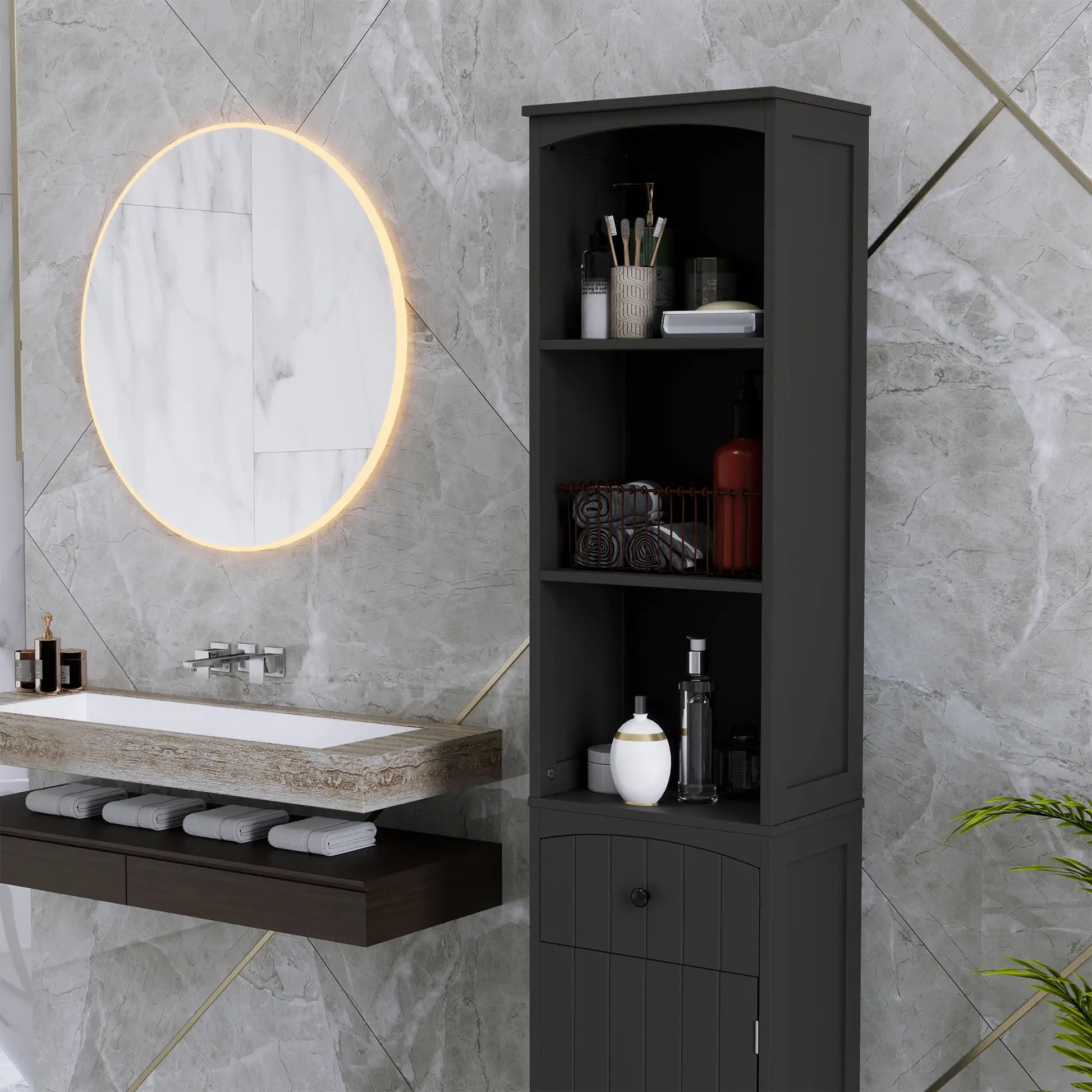 Tall Bathroom Cabinet, Shelves and Drawer Storage Organizer Bathroom Cabinets at Gallery Canada