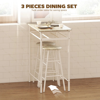 3-Piece Counter Height Bar Table Set, 1 Table 2 Stools, White Oak, White Bar Sets at Gallery Canada