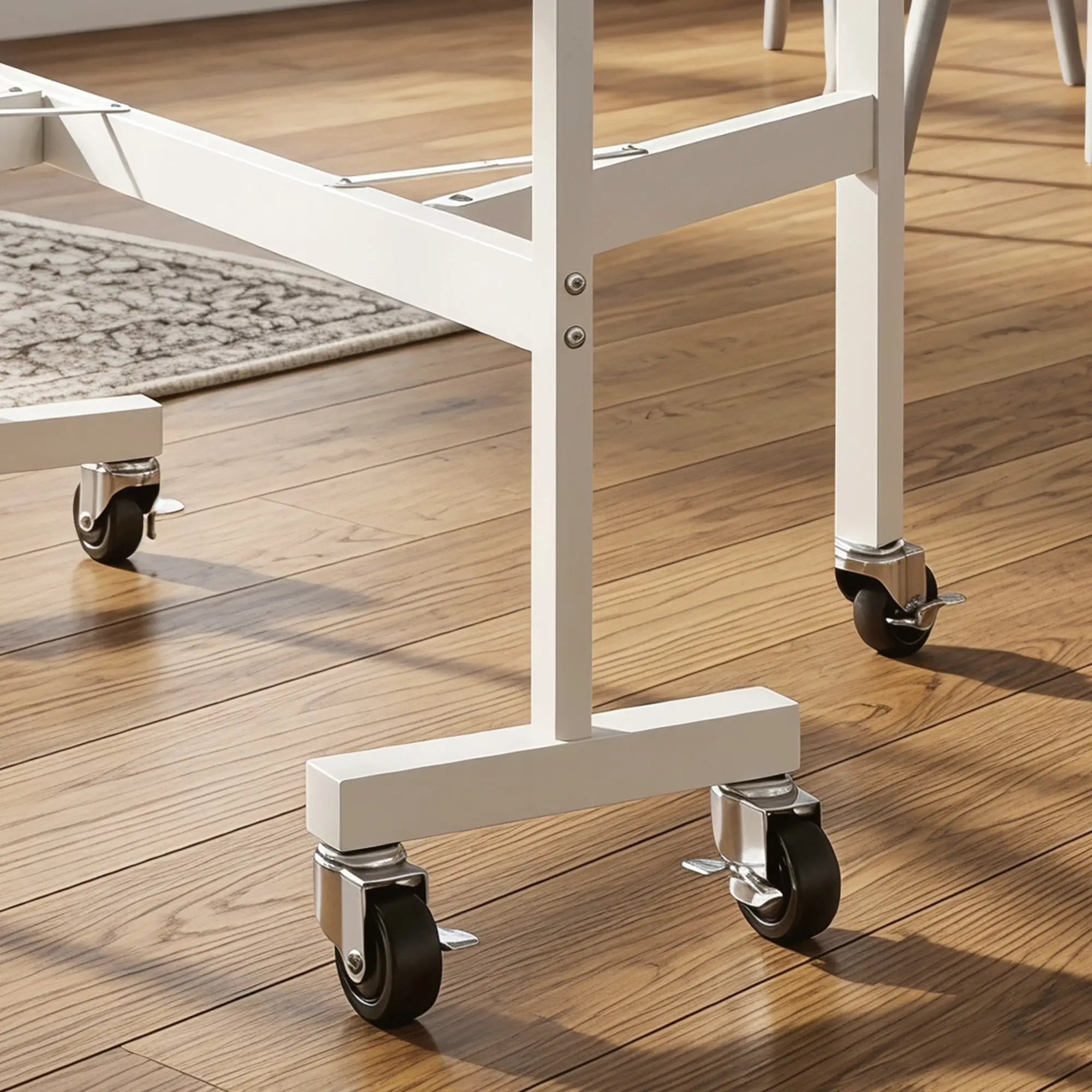 Six-Seater Drop-Leaf Dining Table with Wheels, White Dining Tables at Gallery Canada