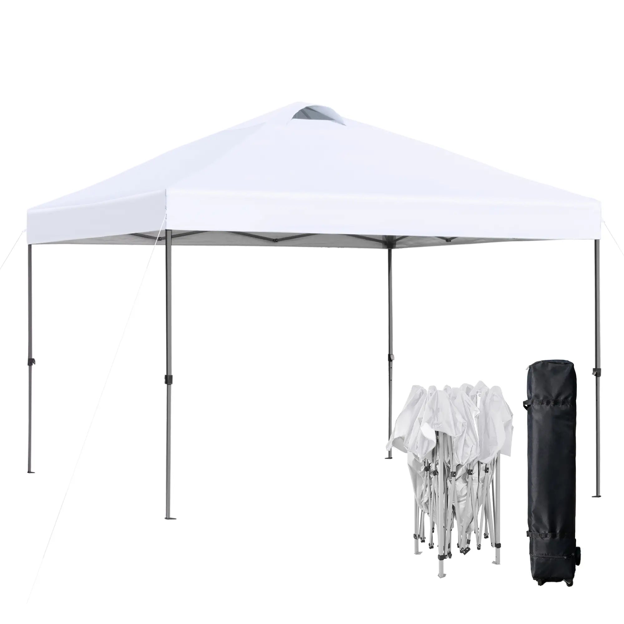 10' x 10' Pop Up Canopy Tent, Airy Top Vents, Wheeled Carry Bag, White Pop Up Canopies at Gallery Canada