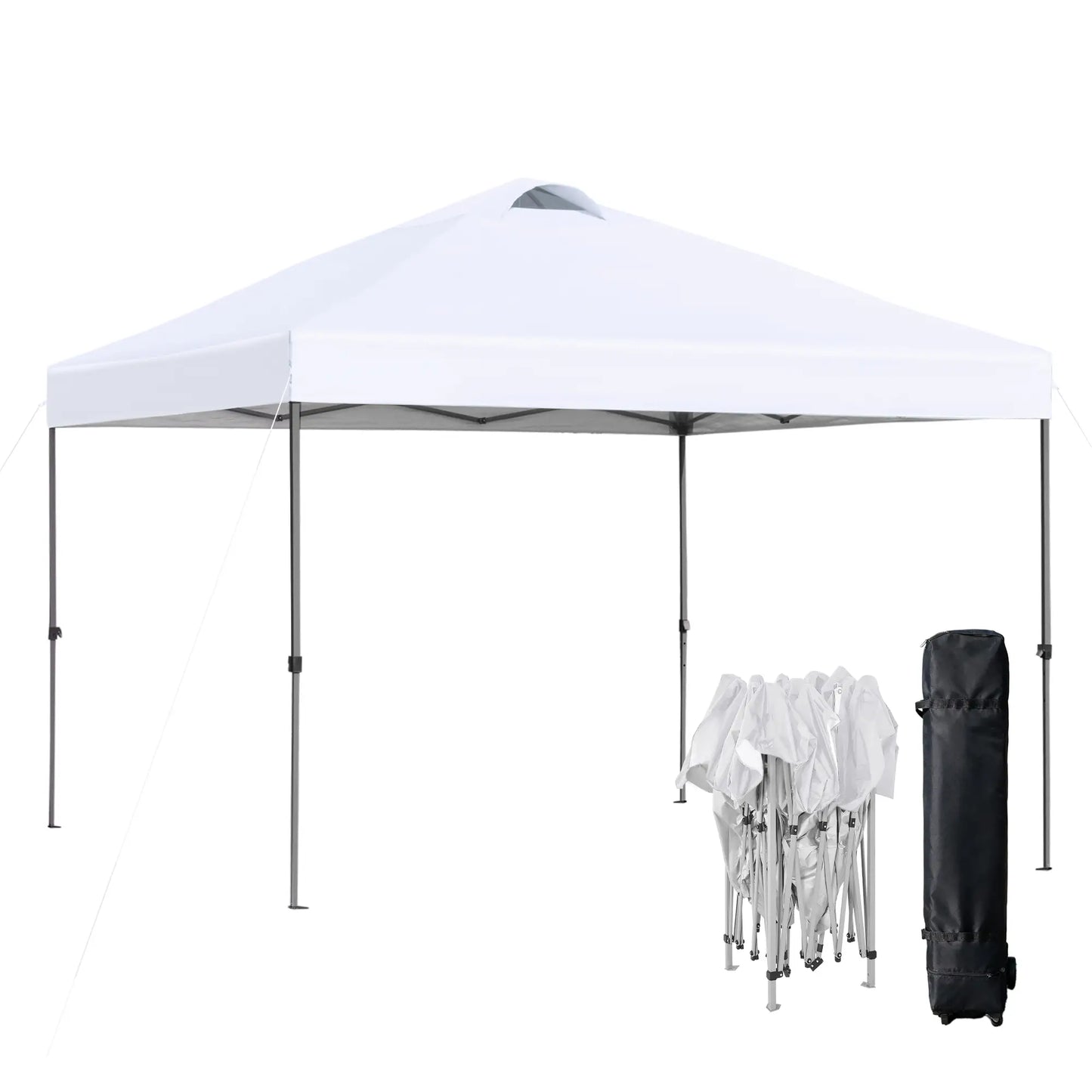 10' x 10' Pop Up Canopy Tent, Airy Top Vents, Wheeled Carry Bag, White Pop Up Canopies at Gallery Canada