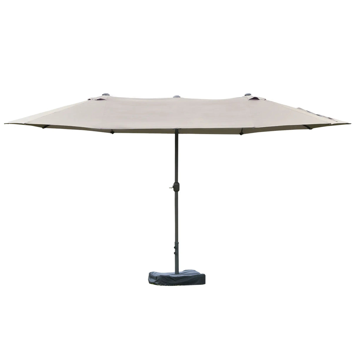 15' Outdoor Patio Umbrella, Twin Canopy Sunshade, Steel Table, Light Grey Double-sided Umbrellas Light Grey at Gallery Canada