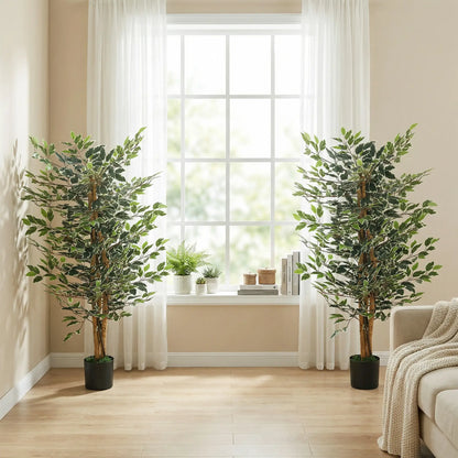 Artificial Ficus Tree With Leaves, Faux Plant In Nursery Pot Artificial Trees at Gallery Canada