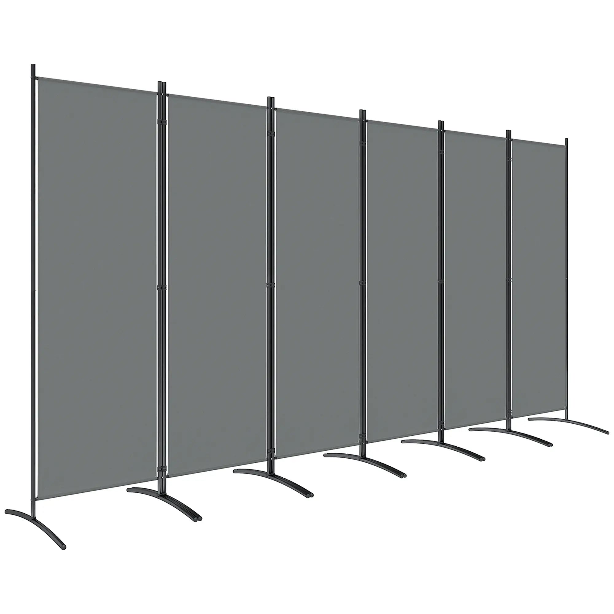 6 Panel Folding Outdoor Privacy Screen with Stable Base, 5.7FT Tall Room Divider with UV30+ Protection, Dark Grey Side Awnings at Gallery Canada