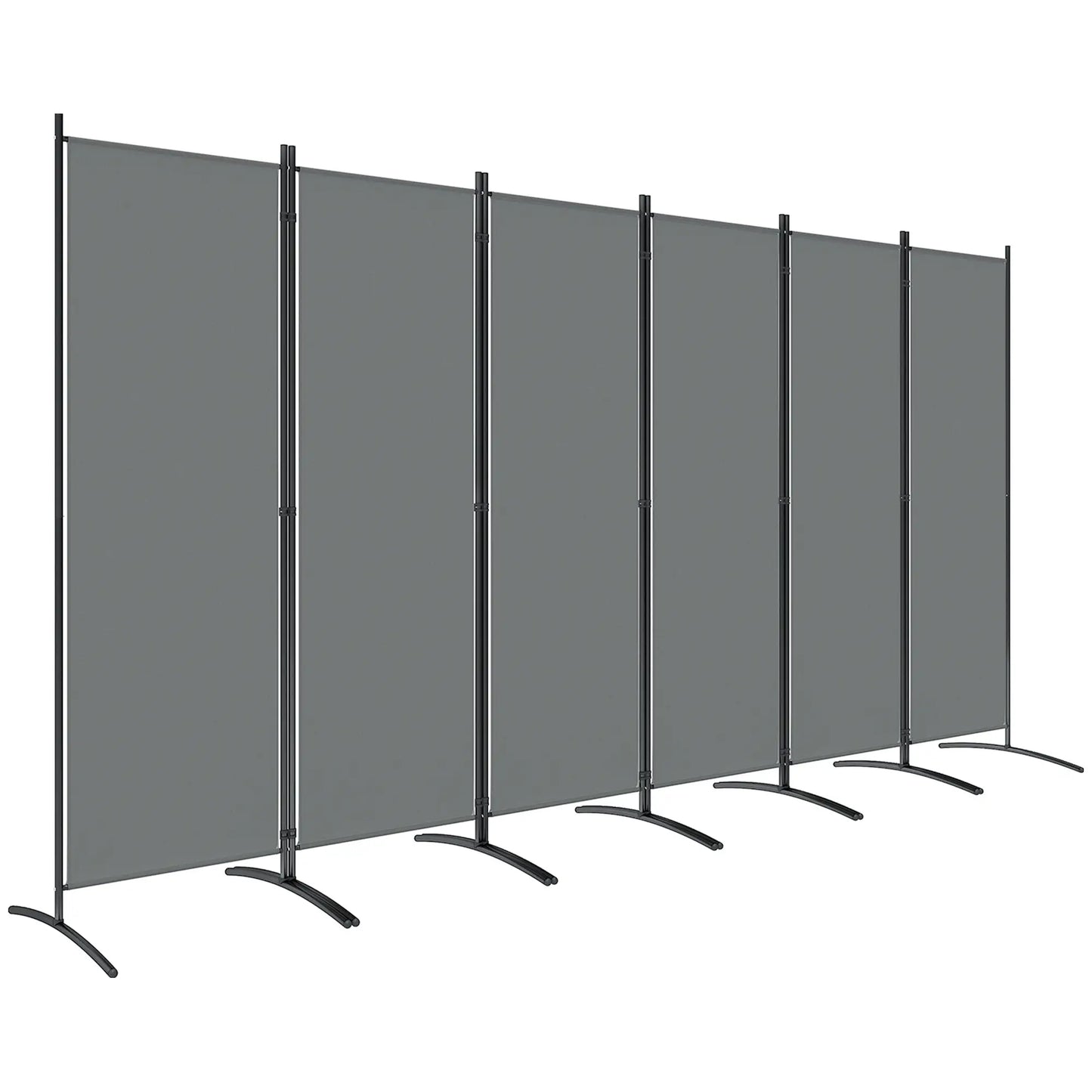 6 Panel Folding Outdoor Privacy Screen with Stable Base, 5.7FT Tall Room Divider with UV30+ Protection, Dark Grey Side Awnings at Gallery Canada