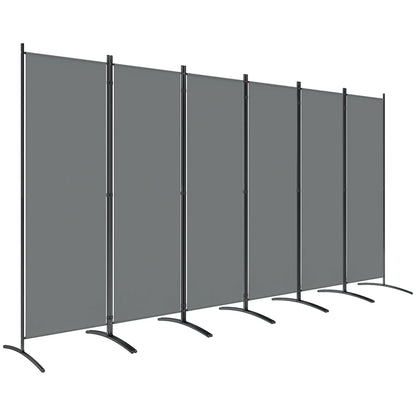 6 Panel Folding Outdoor Privacy Screen with Stable Base, 5.7FT Tall Room Divider with UV30+ Protection, Dark Grey Side Awnings at Gallery Canada