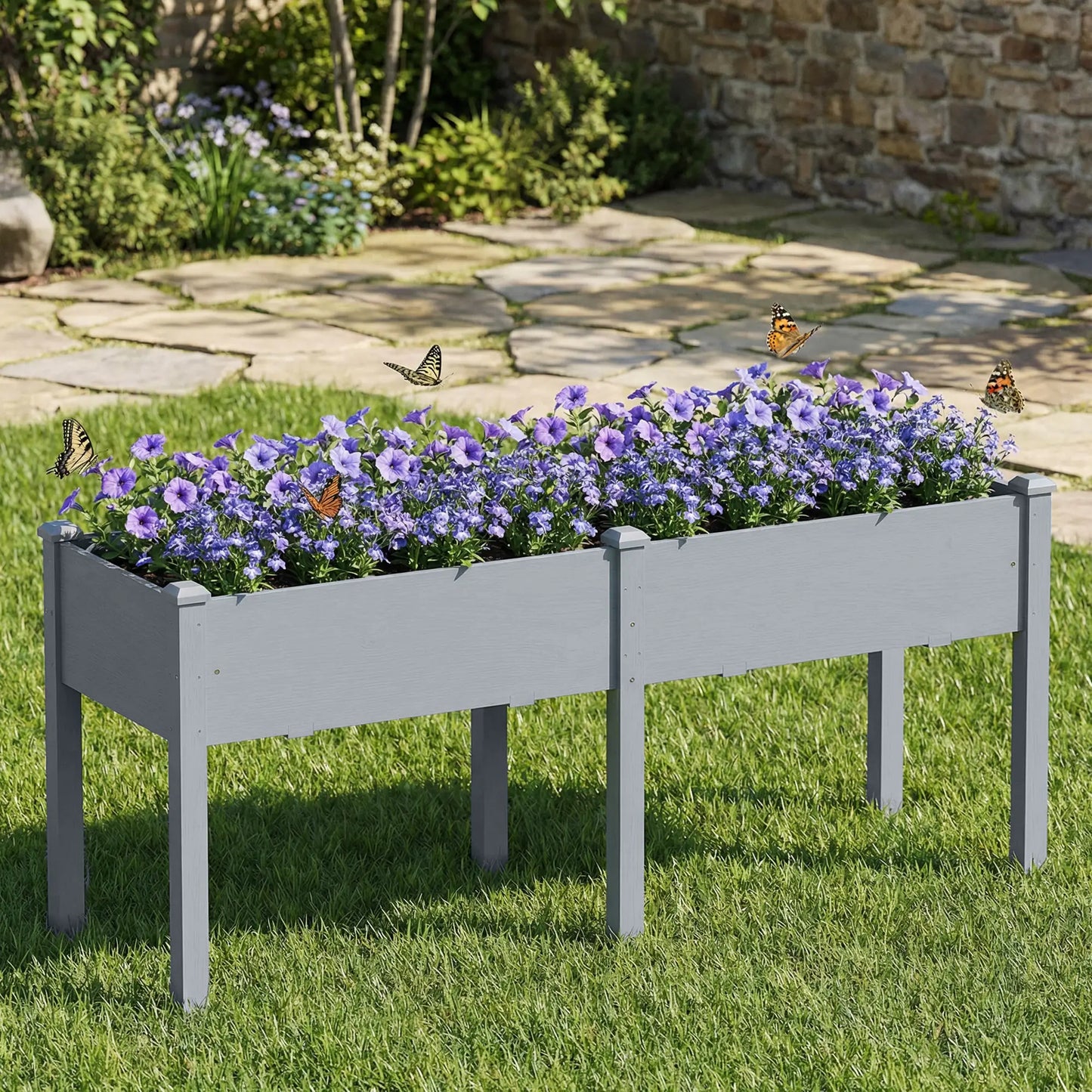Wooden Raised Garden Bed With Legs, 72" x 23" x 30", Elevated Outdoor Planter Box Elevated Garden Beds at Gallery Canada
