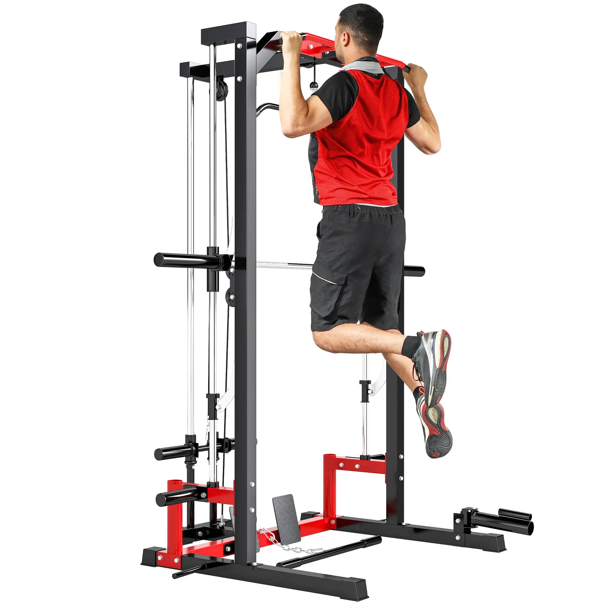 Smith Machine Power Rack with Pull Up Bar, Lat Pull Down, Landmine Power Towers at Gallery Canada
