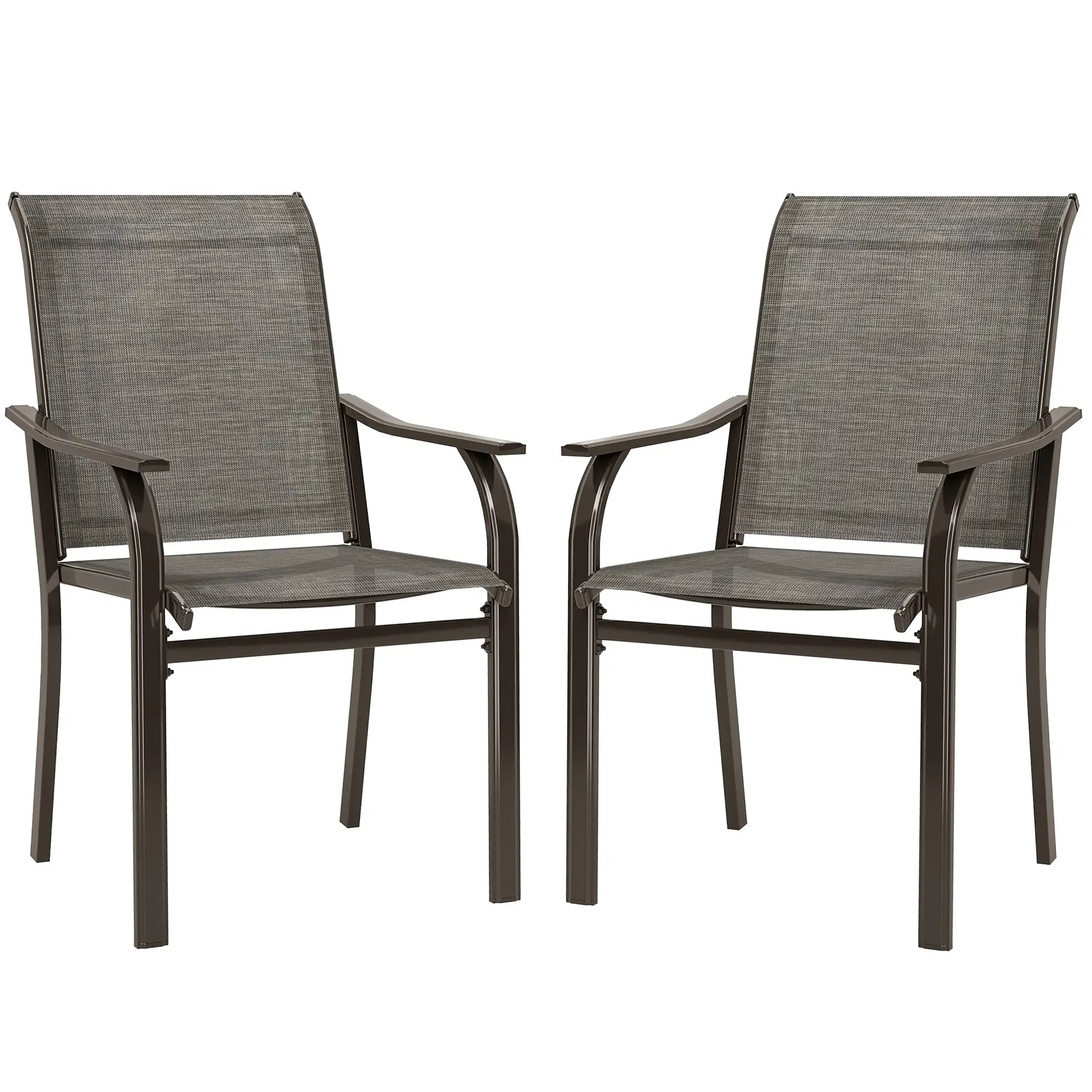 Patio Chairs Set of 2, High Backrest, for Backyard, Garden, Brown Bistro Sets Brown at Gallery Canada