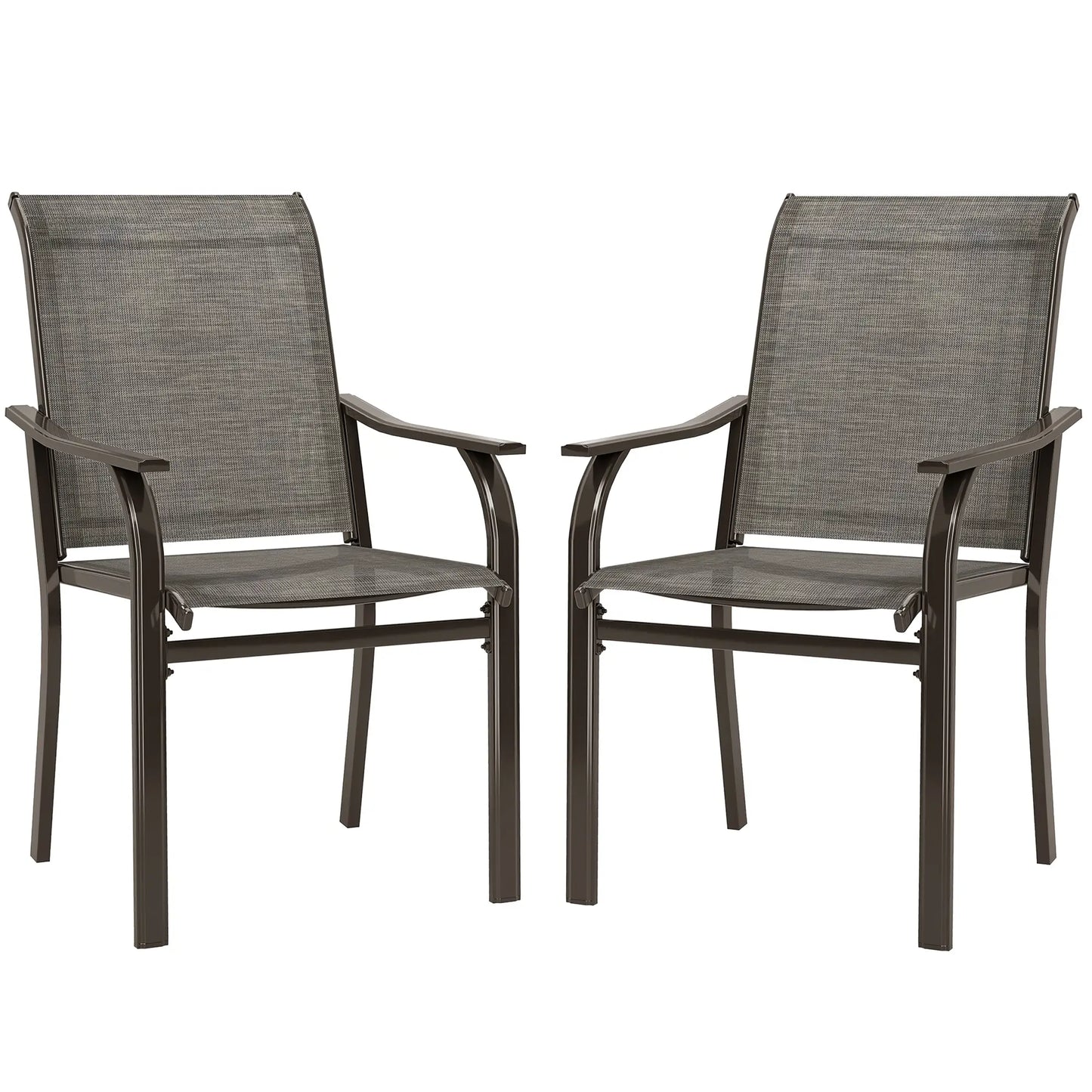 Patio Chairs Set of 2, High Backrest, for Backyard, Garden, Brown Bistro Sets Brown at Gallery Canada