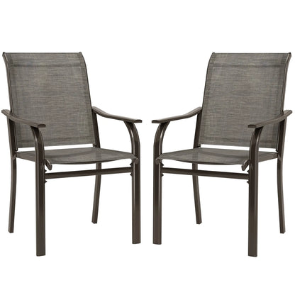 Patio Chairs Set of 2, High Backrest, for Backyard, Garden, Brown Bistro Sets Brown at Gallery Canada