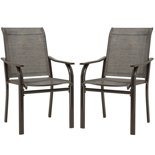 Patio Chairs Set of 2, High Backrest, for Backyard, Garden, Brown Bistro Sets Brown at Gallery Canada