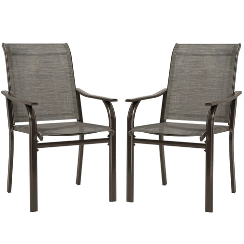 Patio Chairs Set of 2, High Backrest, for Backyard, Garden, Brown