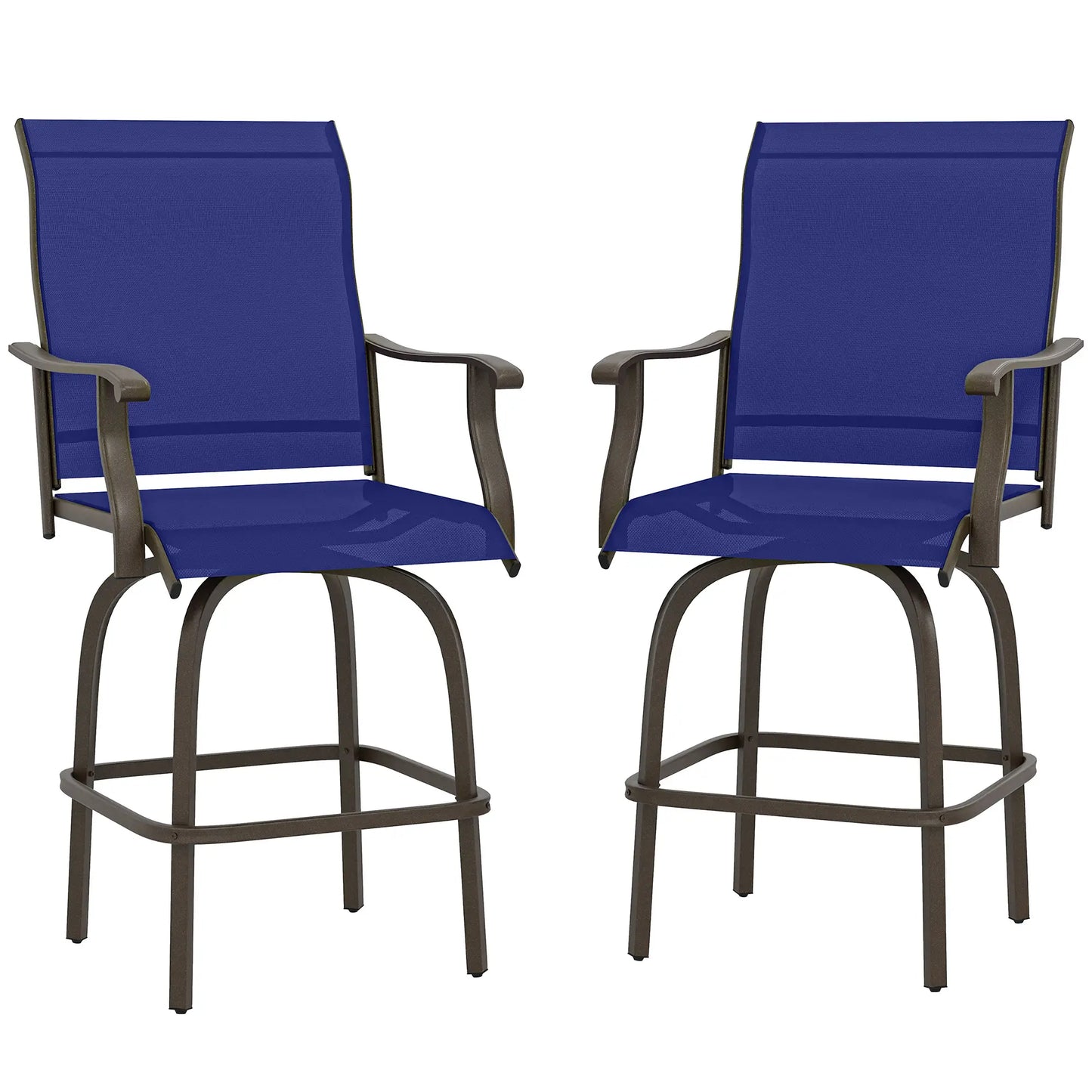 Swivel Bar Stools Set Of 2, Steel Frame, Navy Blue Bistro Sets Navy Blue at Gallery Canada