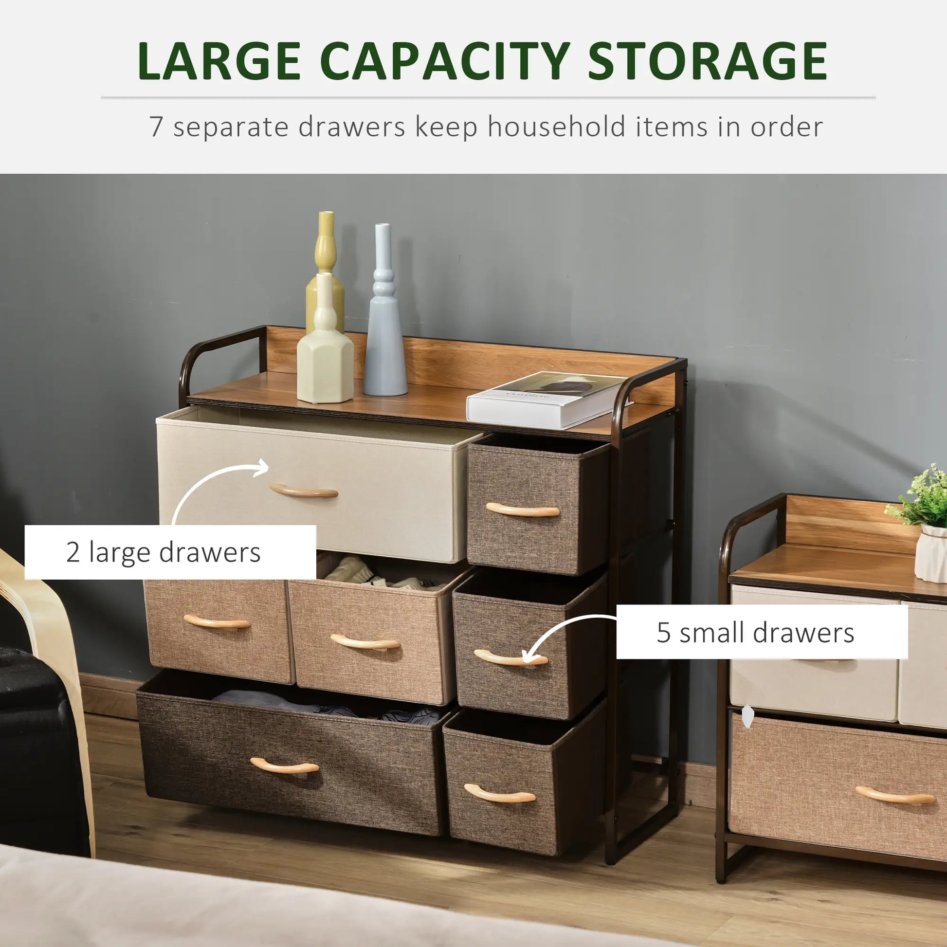 7-Bin Dresser Storage Tower, Fabric Bins with Metal Frame Storage Cabinets at Gallery Canada
